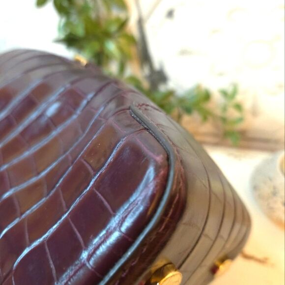 Michael Kors Mercer Crocodile-Embossed Leather Dome Satchel w/Gold Accents - Picture 9 of 14